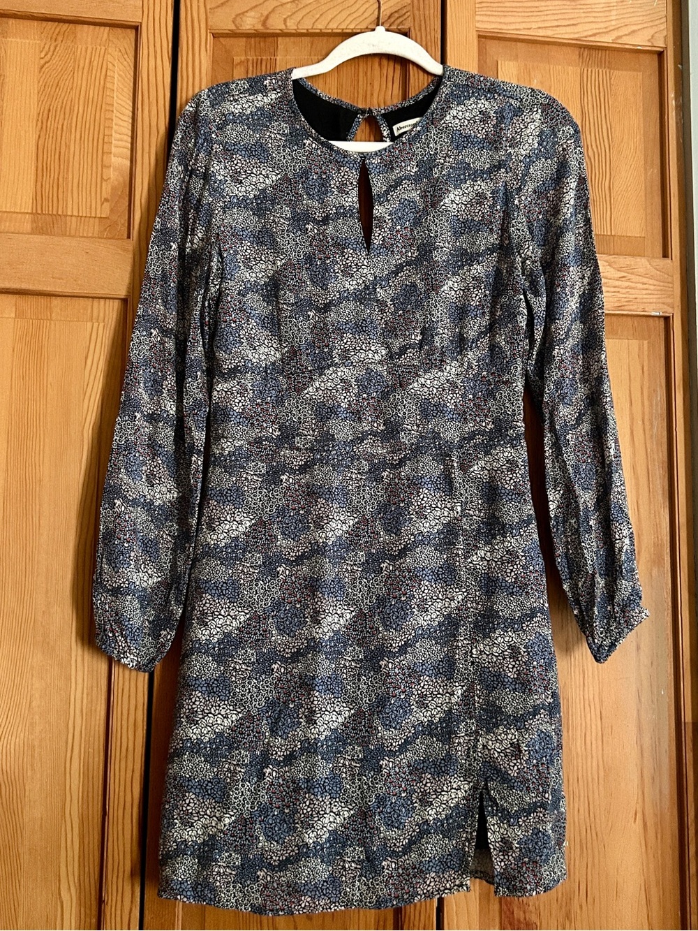 Abercrombie & Fitch Blue Multi Long Sleeve Printed Shift Dress
